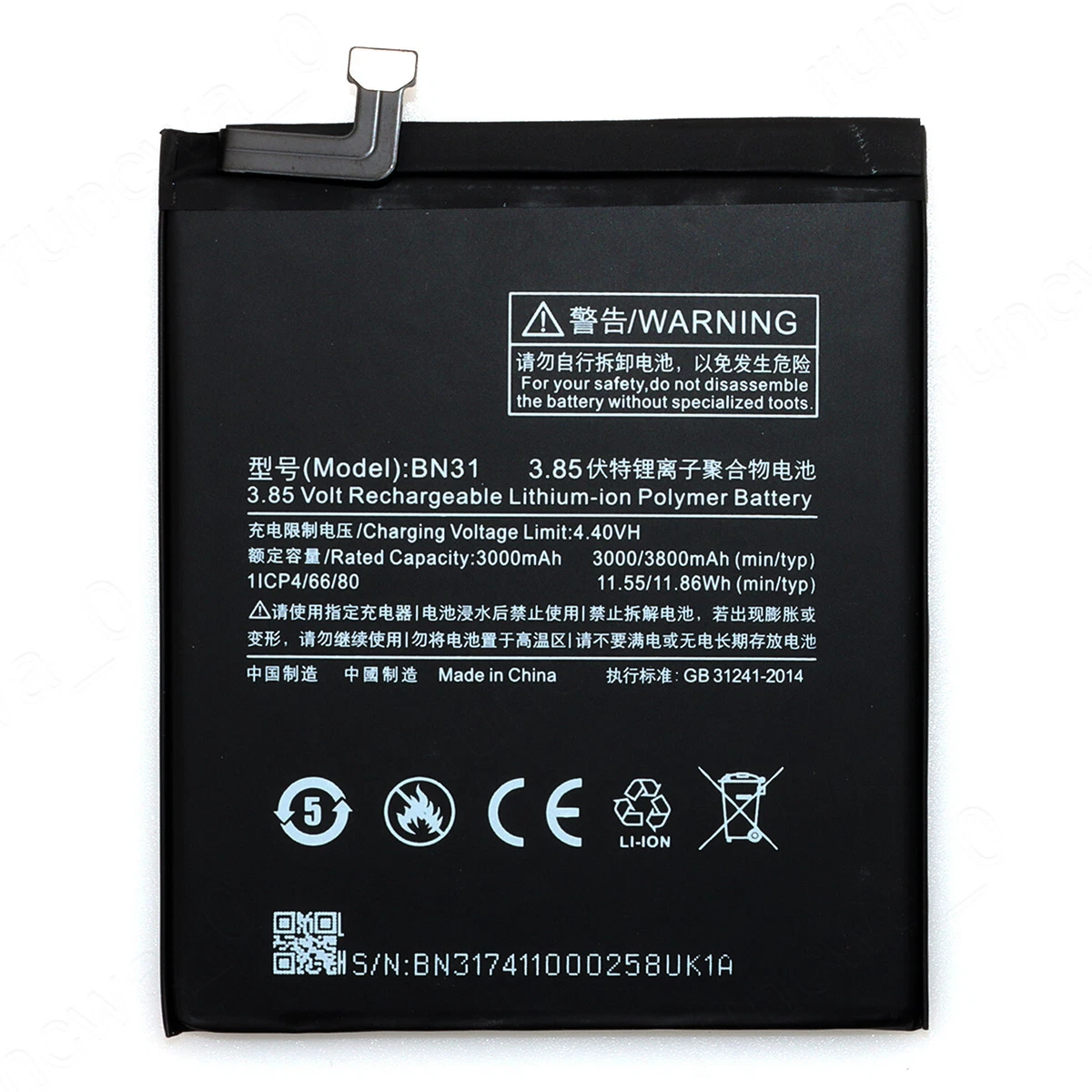 BN31 Phone Battery For Xiaomi Mi 5X / Redmi Note 5A Prime / Mi A1 / Mi Y1 Lite / Redmi S2 / Y2 Mobile Phone Replacement Batteries